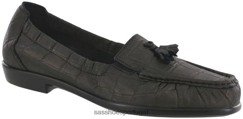 pt SAS mulheres versátil espero escorregar no mocassim crocodilo preto 6L668211