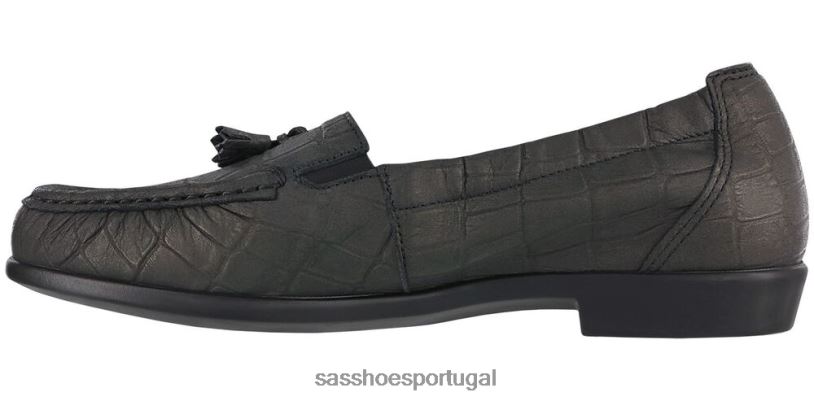 pt SAS mulheres versátil espero escorregar no mocassim crocodilo preto 6L668211