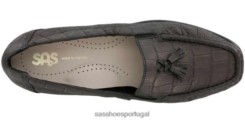 pt SAS mulheres versátil espero escorregar no mocassim crocodilo preto 6L668211