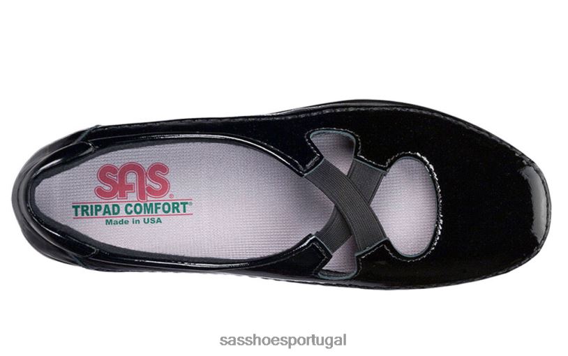 pt SAS mulheres versátil mocassim crocante patente preta 6L668198