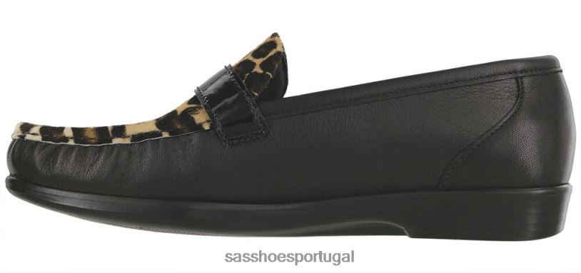 pt SAS mulheres versátil mocassim lara preto/leopardo 6L668245