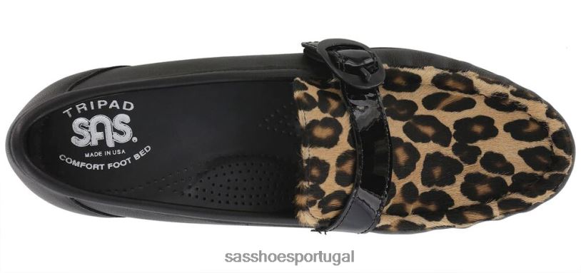 pt SAS mulheres versátil mocassim lara preto/leopardo 6L668245