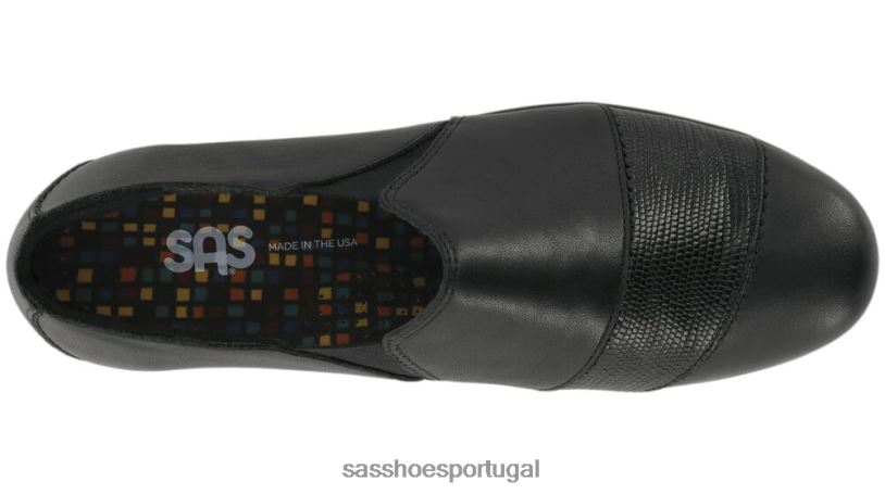 pt SAS mulheres versátil mocassim nora preto/lagarto 6L668246