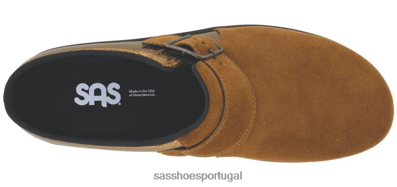 pt SAS mulheres versátil tamanco deslizamento no mocassim bronze turbinado 6L668235