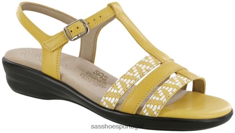 pt SAS mulheres versátil sandália capri tira t amarelo/chevron 6L668148