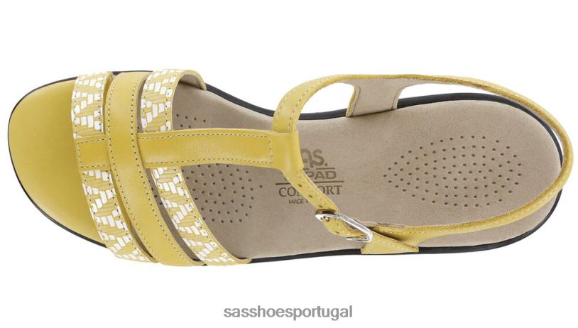 pt SAS mulheres versátil sandália capri tira t amarelo/chevron 6L668148