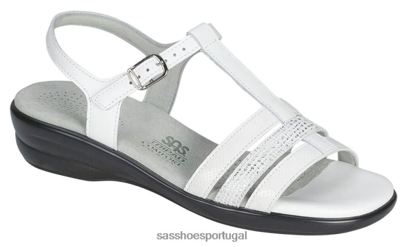 pt SAS mulheres versátil sandália capri tira t branco multi 6L668146