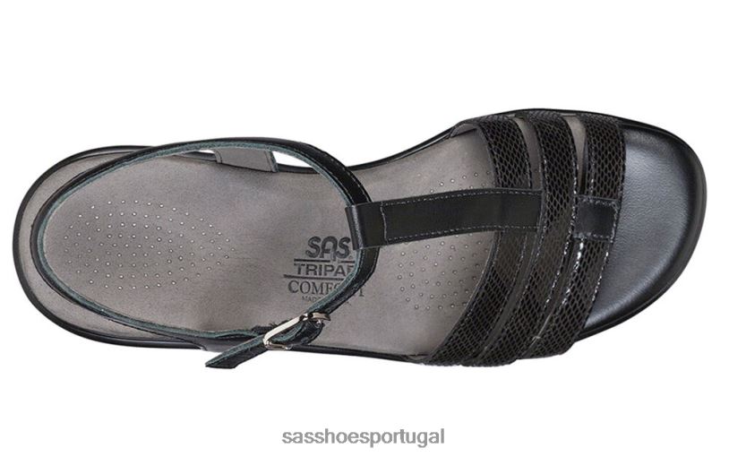 pt SAS mulheres versátil sandália capri tira t cobra Negra 6L668145