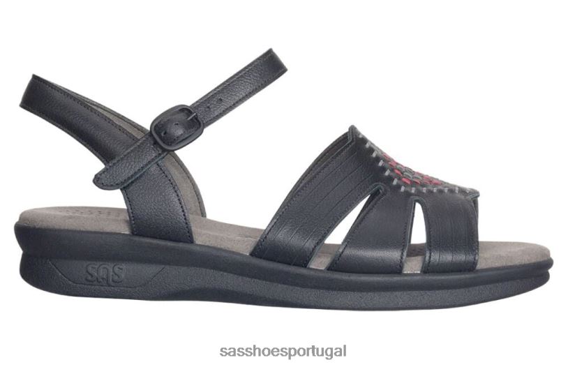 pt SAS mulheres versátil sandália huarache com tira lateral preto 6L66865