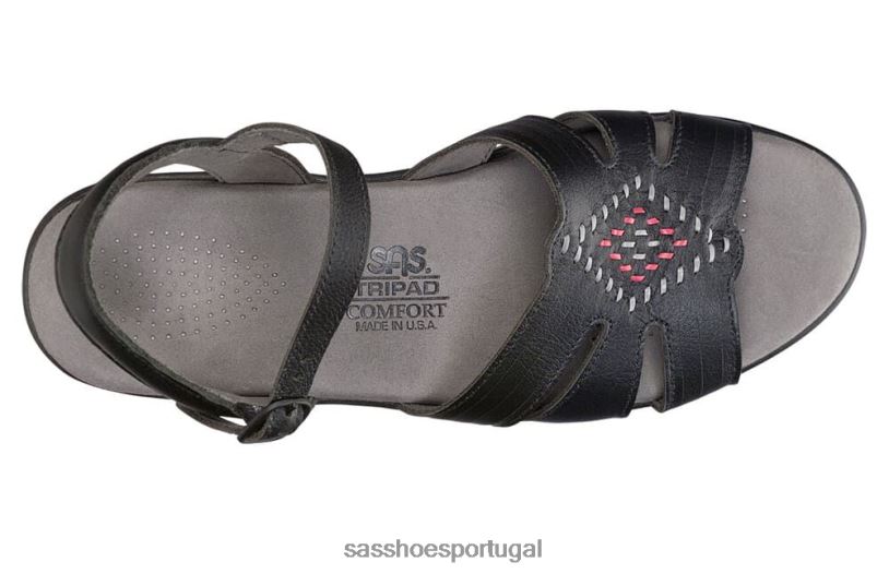 pt SAS mulheres versátil sandália huarache com tira lateral preto 6L66865