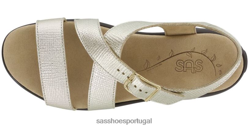 pt SAS mulheres versátil sandália laguna tira cruzada linho dourado 6L668170