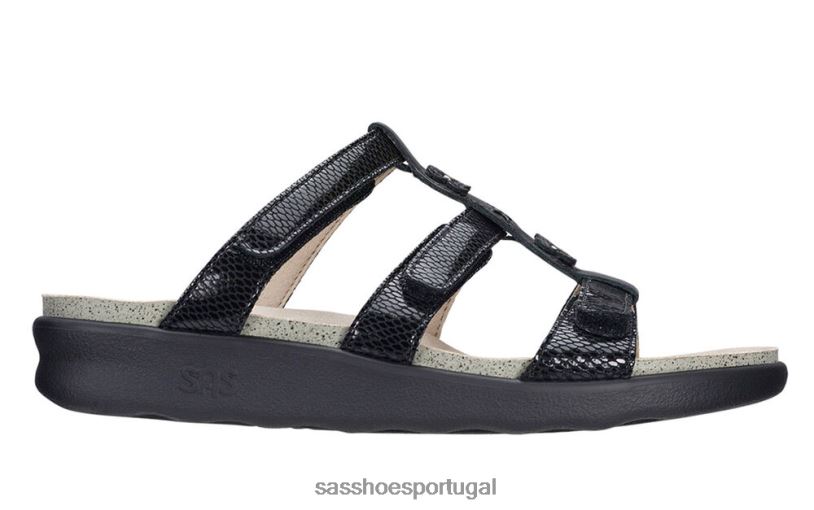 pt SAS mulheres versátil sandália slide nápoles cobra Negra 6L668131