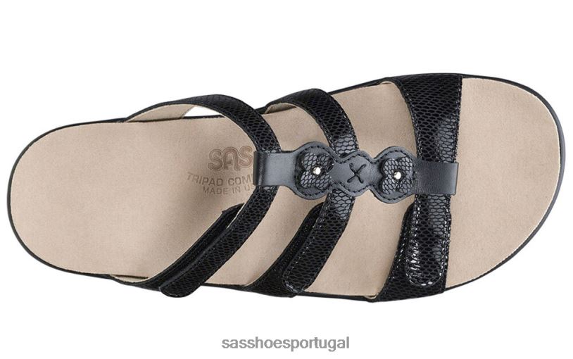 pt SAS mulheres versátil sandália slide nápoles cobra Negra 6L668131