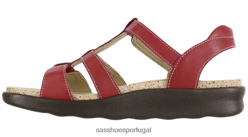 pt SAS mulheres versátil sandália sorrento com tira t vermelho 6L668155