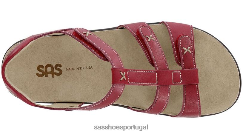 pt SAS mulheres versátil sandália sorrento com tira t vermelho 6L668155