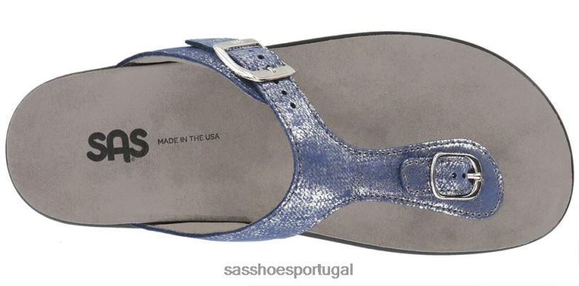 pt SAS mulheres versátil sanibel sandália com tira em T azul prateado 6L66833