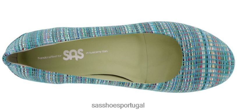 pt SAS mulheres inspirado mocassim rendado arco-íris turquesa 6L668385