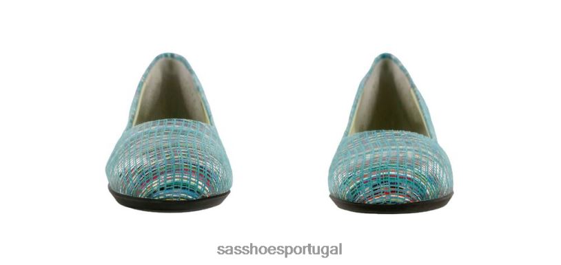 pt SAS mulheres inspirado mocassim rendado arco-íris turquesa 6L668385