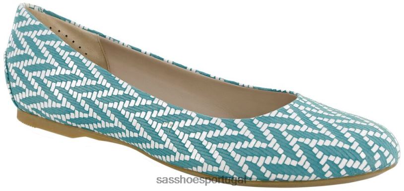 pt SAS mulheres inspirado mocassim rendado chevron turquesa 6L668386