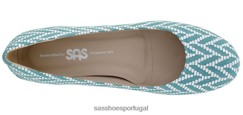 pt SAS mulheres inspirado mocassim rendado chevron turquesa 6L668386