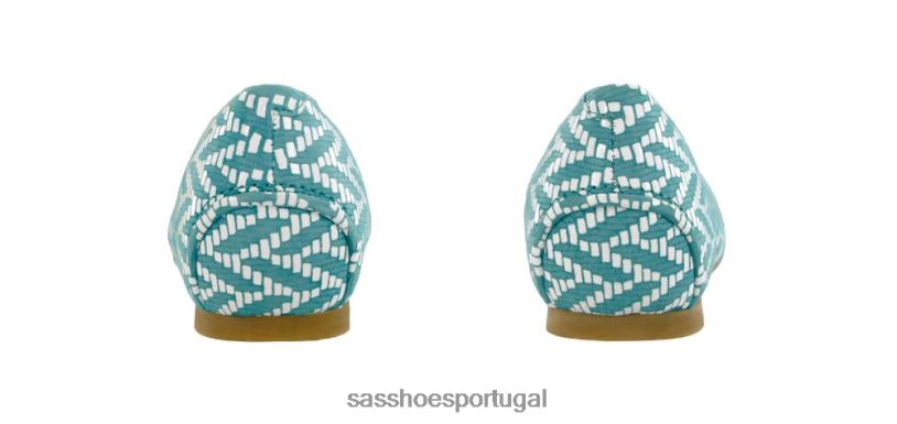 pt SAS mulheres inspirado mocassim rendado chevron turquesa 6L668386